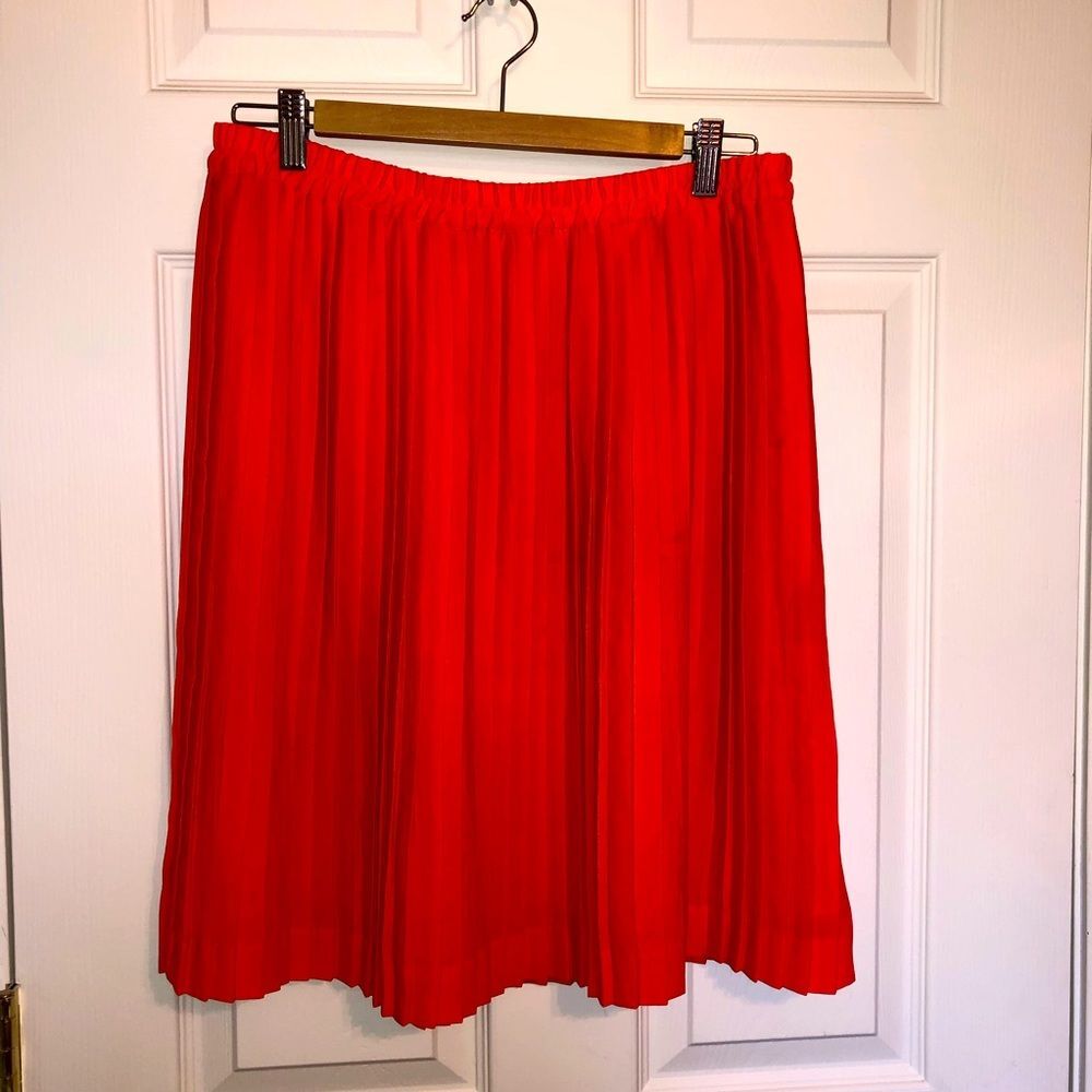 Banana Republic Orange Pleated Midi Skirt Size Medium